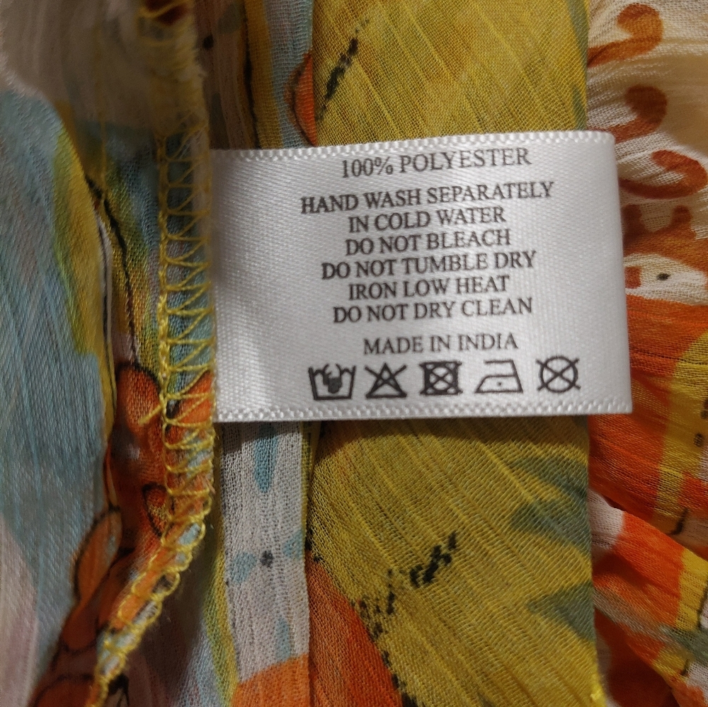 America & Beyond Yellow Floral Maxi Sundress with Pink & Orange Accents - Picture 6 of 6